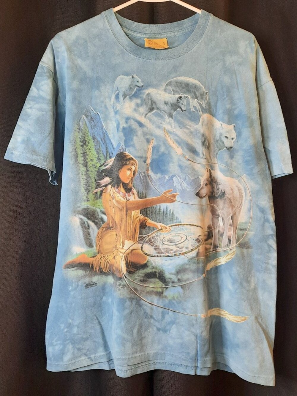 Vintage 2001 The Mountain Shirt Large Wolf Dreamcatcher Native Maiden Leather